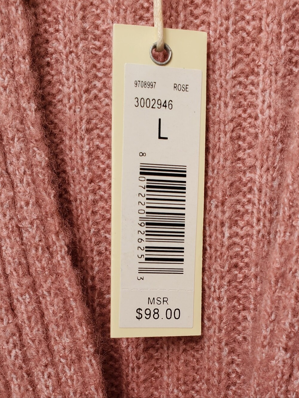 Max Studio Pink Mauve Ribbed Wrap Knit Sweater Size Large New - Picture 5 of 9